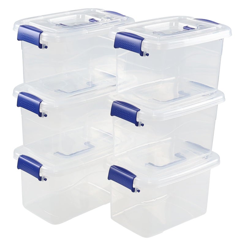 Wekioger 6 Packs 5 Quart Plastic Lidded Storage Bin, Clear Latching Storage Container Box - Image 1